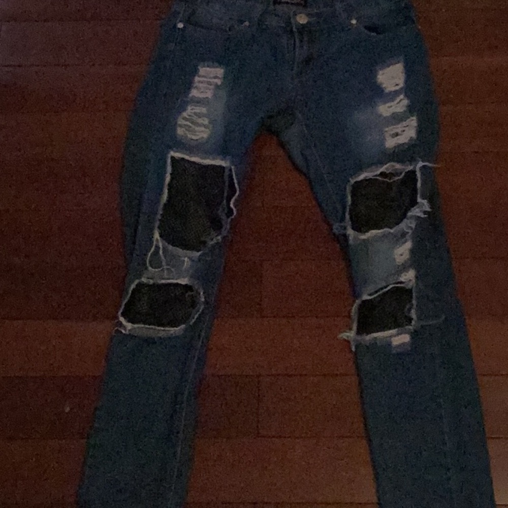Thrill mesh ripped jeans